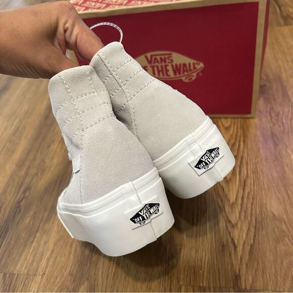 VANS sk8-hi top gray suede platform lace up shoes sneakers women’s 8.5 new - Picture 4 of 7
